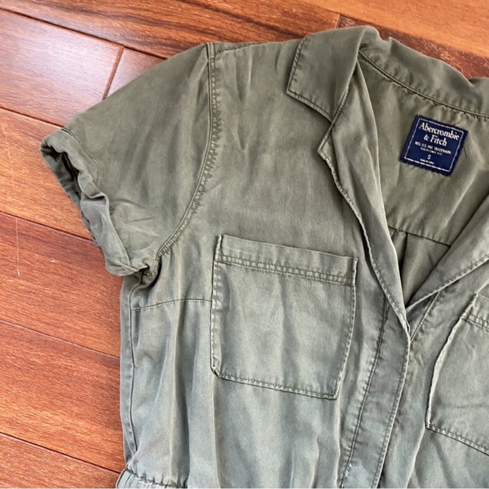 Abercrombie and Fitch olive green romper, size small, soft brushed material, EUC - Picture 5 of 9
